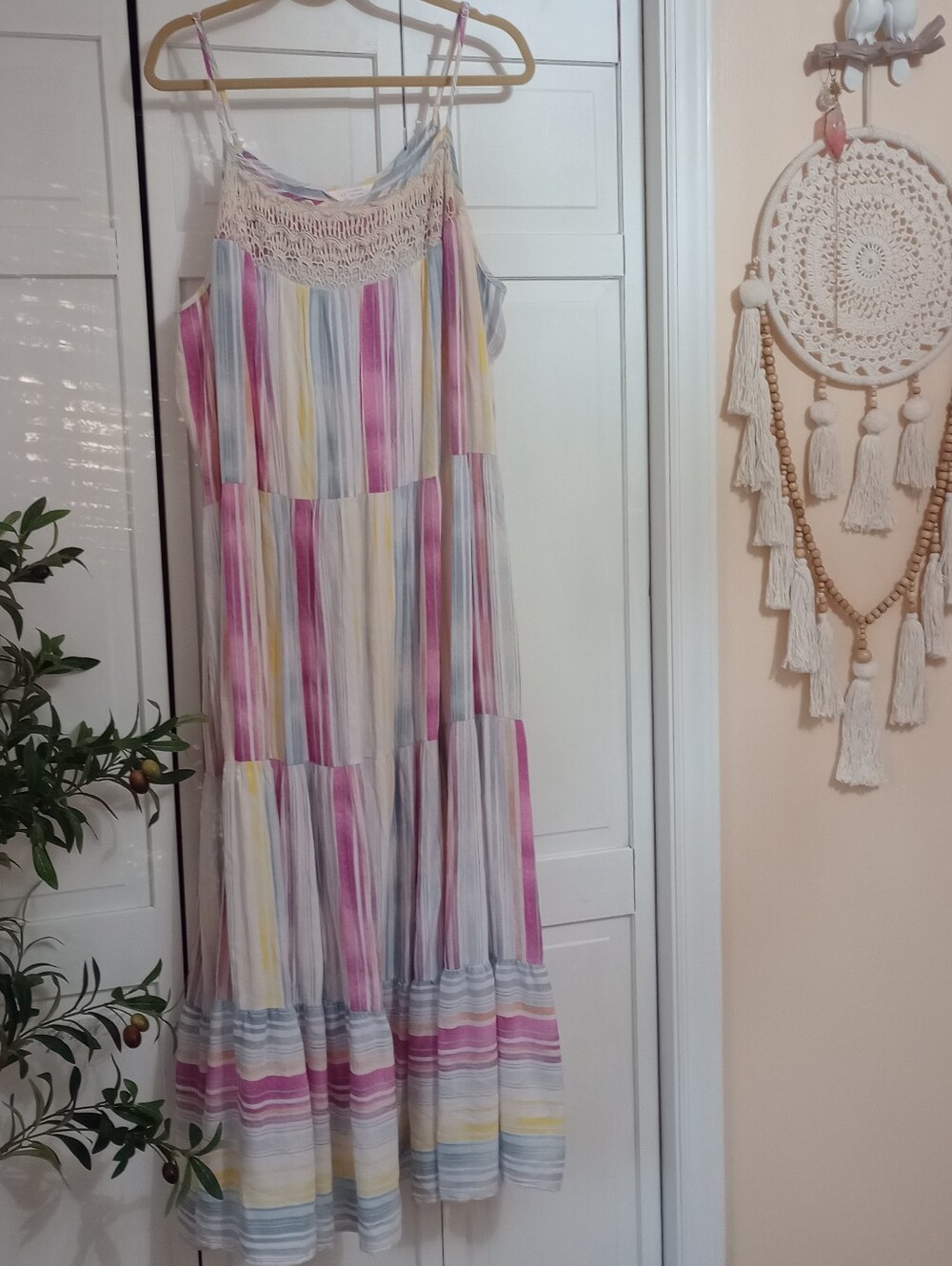 πΏπLC Lauren Conrad Striped Plus Size Maxi Dress with Lace Yoke Size 3X ππΏ - Picture 7 of 12